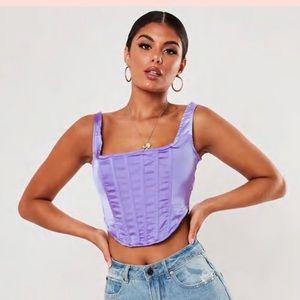 Missguided satin corset top in lilac (size medium)